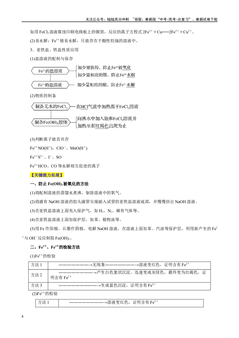 《第07讲铁及其化合物（讲）-（解析版）_05-化学-高考总复习_一轮复习_2024年_2024年高考化学大一轮复习精讲精练+专题讲座_资料》第4页预览