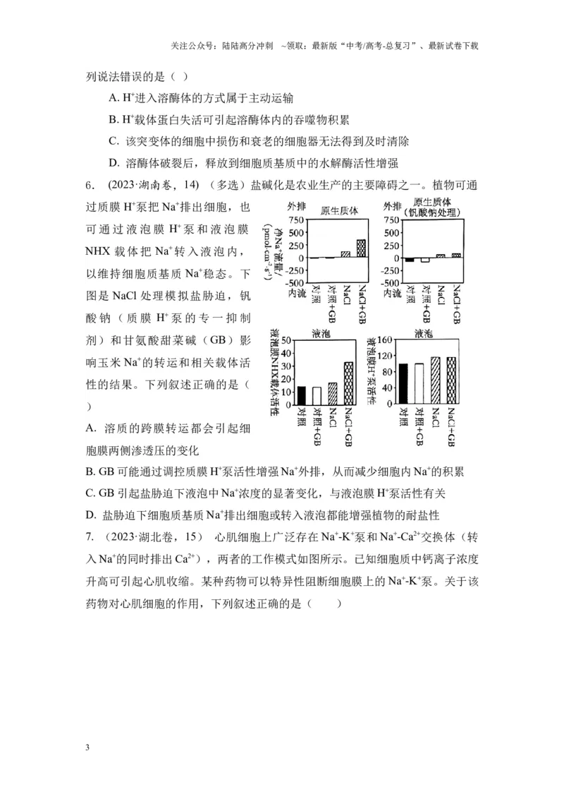 《专题03物质运输和能量供应（原卷版）_06-生物-高考总复习_专项复习_2024年_2024年高考生物真题分析高频考点归纳训练典例真题_资料》第3页预览