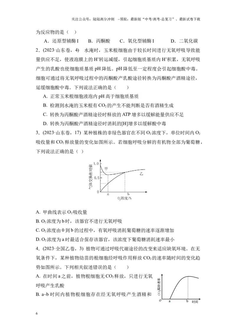 《专题03物质运输和能量供应（原卷版）_06-生物-高考总复习_专项复习_2024年_2024年高考生物真题分析高频考点归纳训练典例真题_资料》第6页预览
