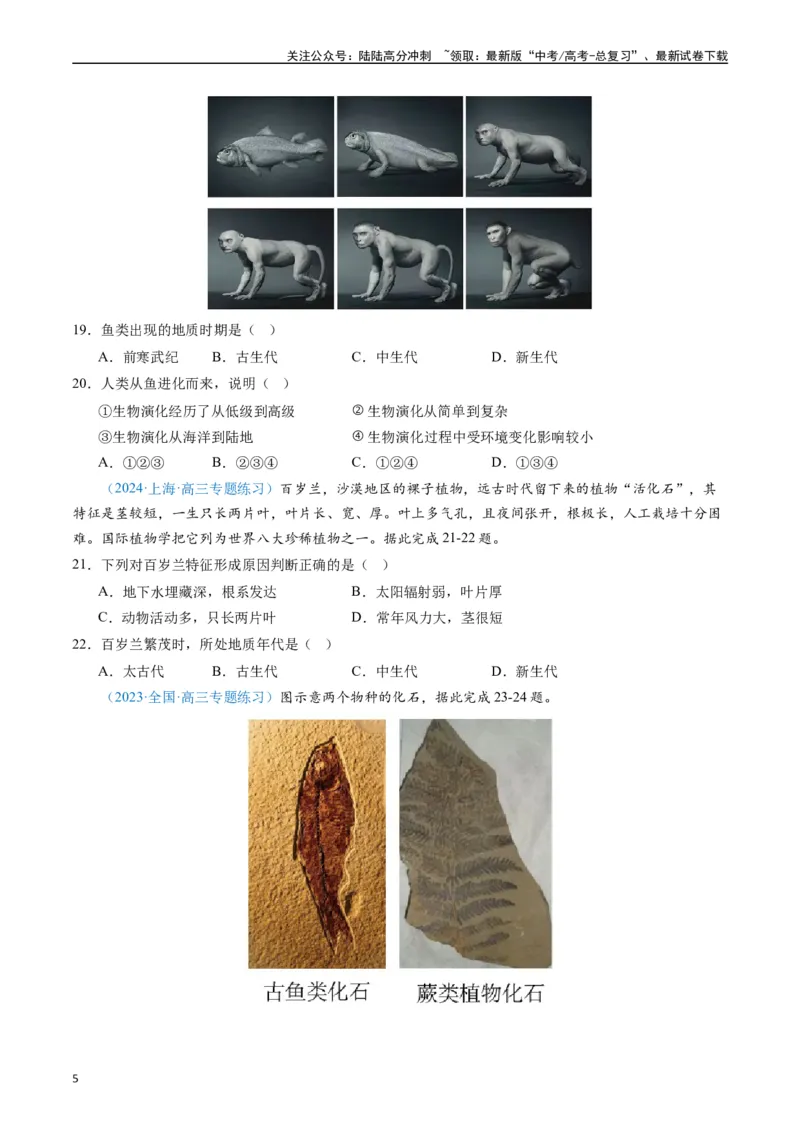 《专练13行星地球的前世今生50题（全国通用）（原卷版）_07-地理-高考总复习_专项复习_2024年_2024年高考地理总复习高频考点提分必刷题全国通用_资料》第5页预览