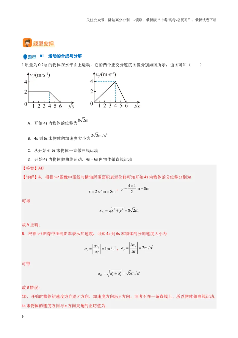 《专题03力与物体的曲线运动（教师版）-62页_04-物理-高考总复习_专项复习_2025年_2025年高考物理压轴题专项训练（新高考通用）_资料》第9页预览