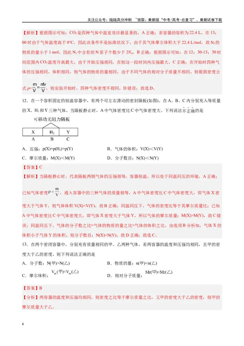 《第04讲物质的量气体摩尔体积（练）-（解析版）_05-化学-高考总复习_一轮复习_2024年_2024年高考化学大一轮复习精讲精练+专题讲座_资料》第6页预览