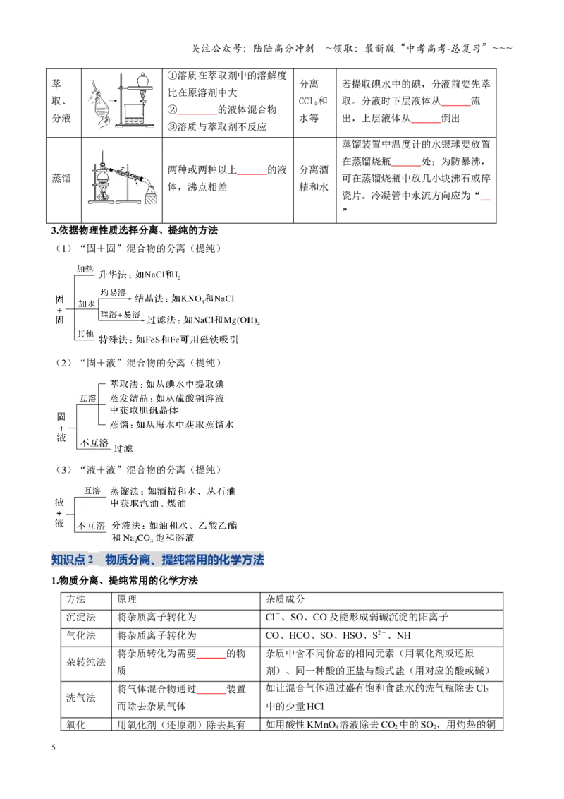 《第02讲物质的分离、提纯与鉴别（复习讲义）（黑吉辽蒙专用）（学生版）_05-化学-高考总复习_一轮复习_2026年-化学高考一轮复习_2026年高考化学一轮课件+讲义+练习（黑吉辽蒙专用）-G330》第5页预览