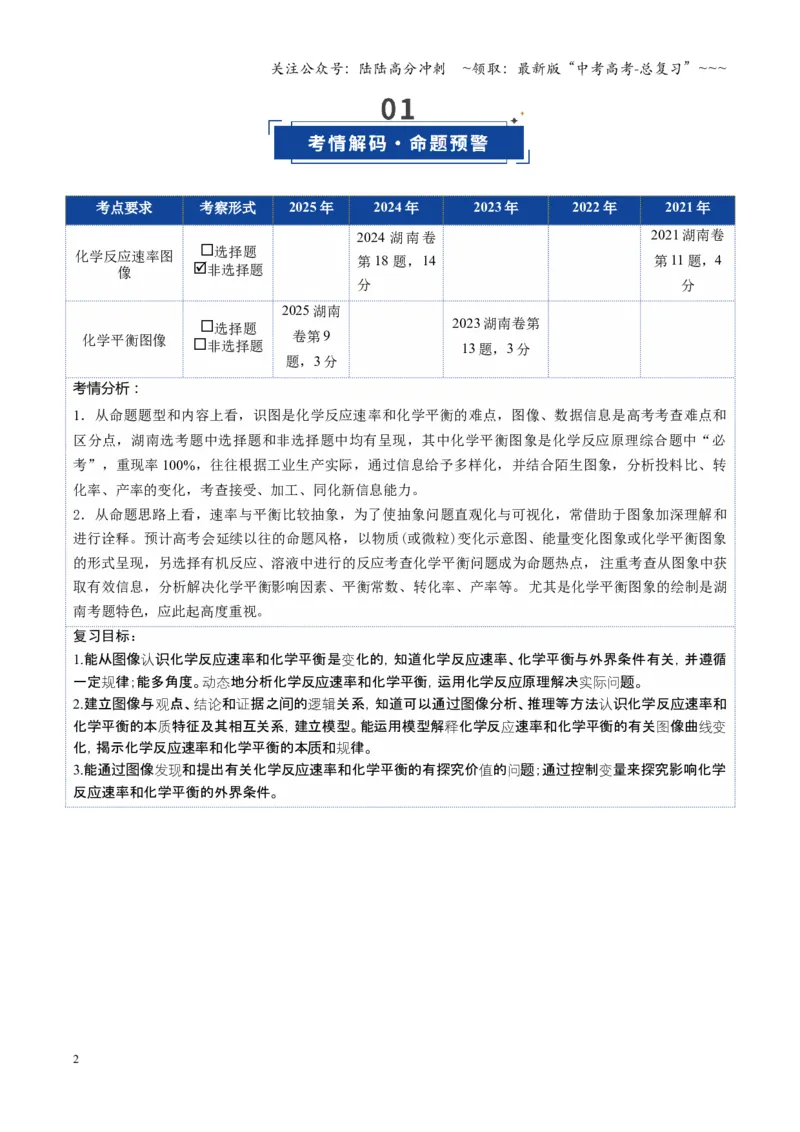 《第05讲化学反应速率与化学平衡图像（复习讲义）（湖南专用）（教师版）_05-化学-高考总复习_一轮复习_2026年-化学高考一轮复习_2026年高考化学一轮课件+讲义+练习（湖南专用）-G331》第2页预览