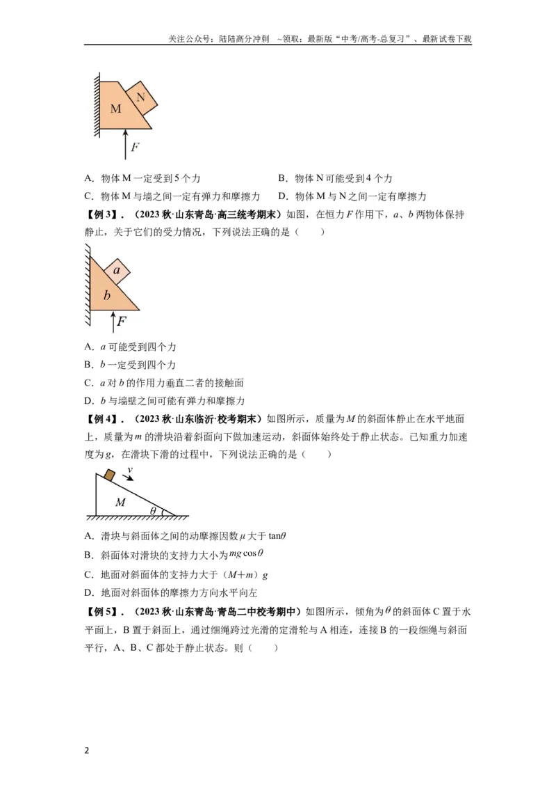 《专题04受力分析与共点力的平衡（原卷版）_04-物理-高考总复习_一轮复习_2024年_2024年高考物理一轮复习热点题型归类训练重点提升_2023版》第2页预览