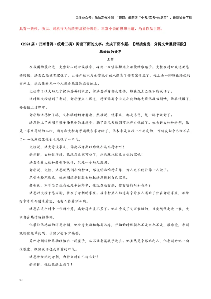 《专题02文学类文本阅读（解析版）（新高考通用）_专项复习_2025年_2024年高考三模试题分类汇编语文新高考通用》第10页预览