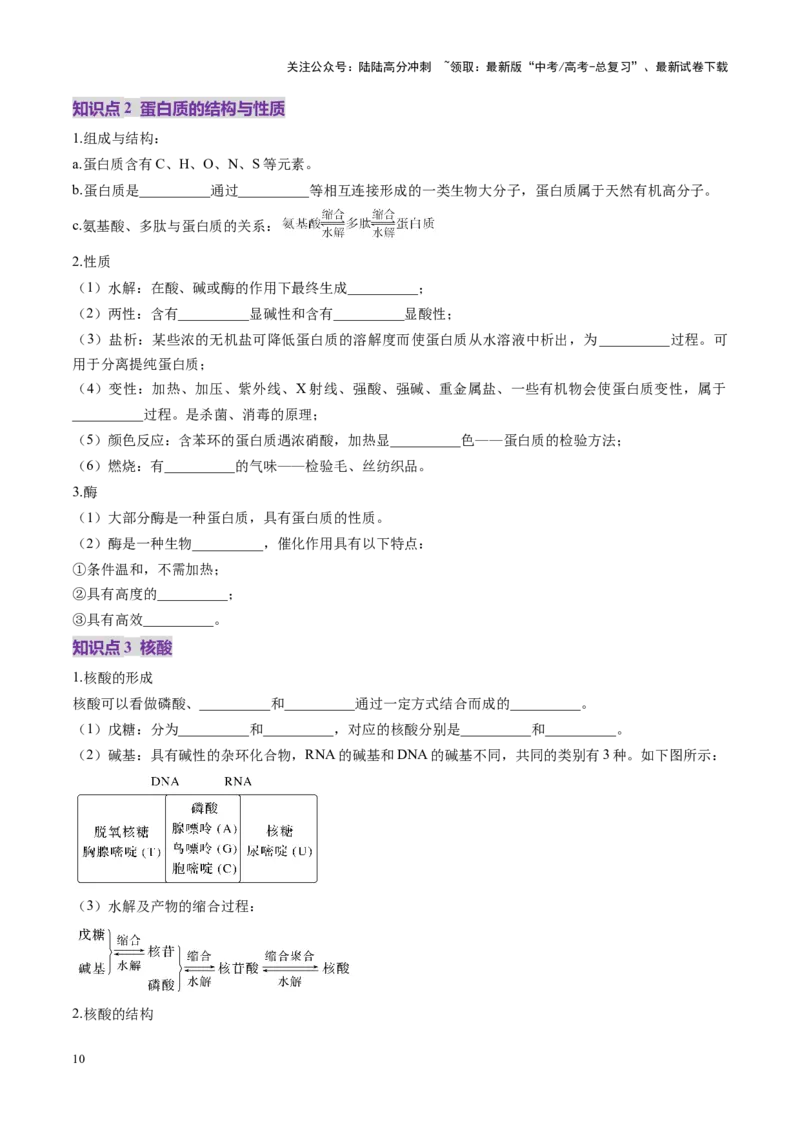 《第04讲生物大分子、合成高分子（讲义）（学生版）_05-化学-高考总复习_一轮复习_2025年_2025年高考化学一轮复习讲义+练习+课件（新教材新高考）_第九章有机化学基础》第10页预览