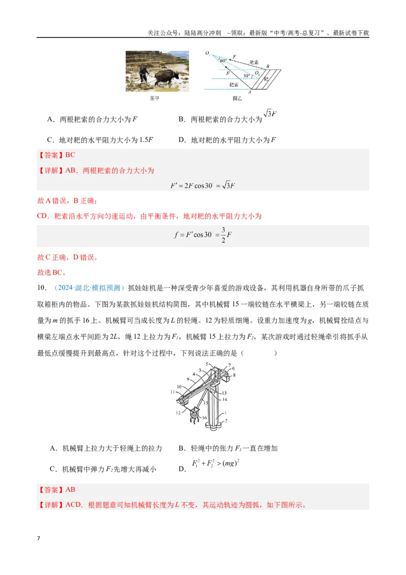 《专题03相互作用——力（解析版）_04-物理-高考总复习_专项复习_2024年_2024年高考物理自我测评专题练（全国通用）_资料》第7页预览
