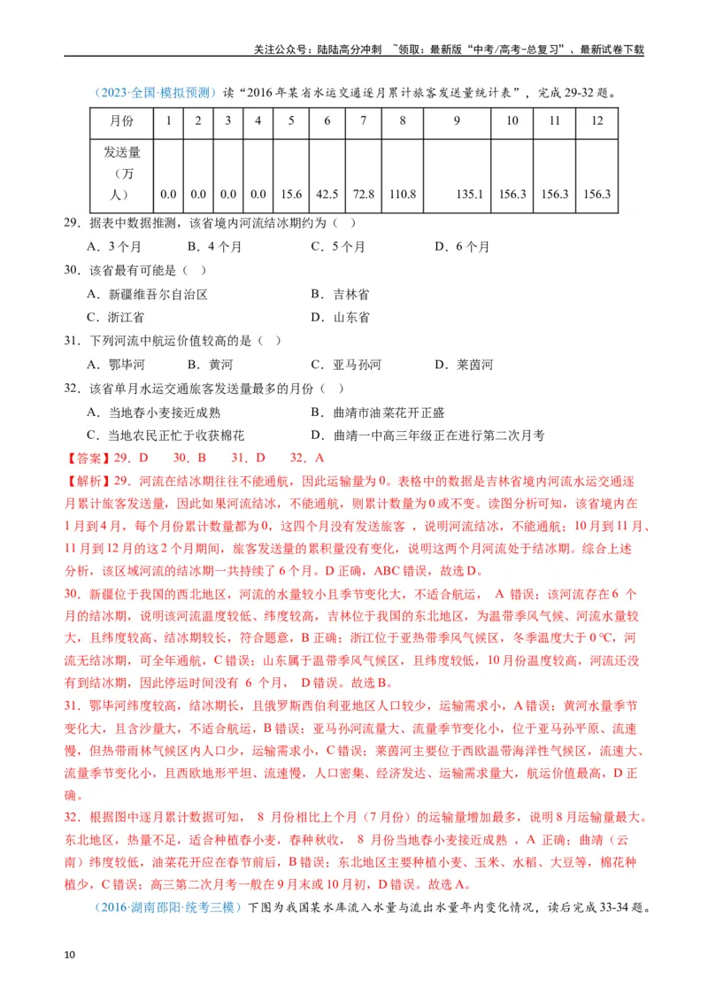 《专练11中国地理50题（全国通用）（解析版）_07-地理-高考总复习_专项复习_2024年_2024年高考地理总复习高频考点提分必刷题全国通用_资料》第10页预览