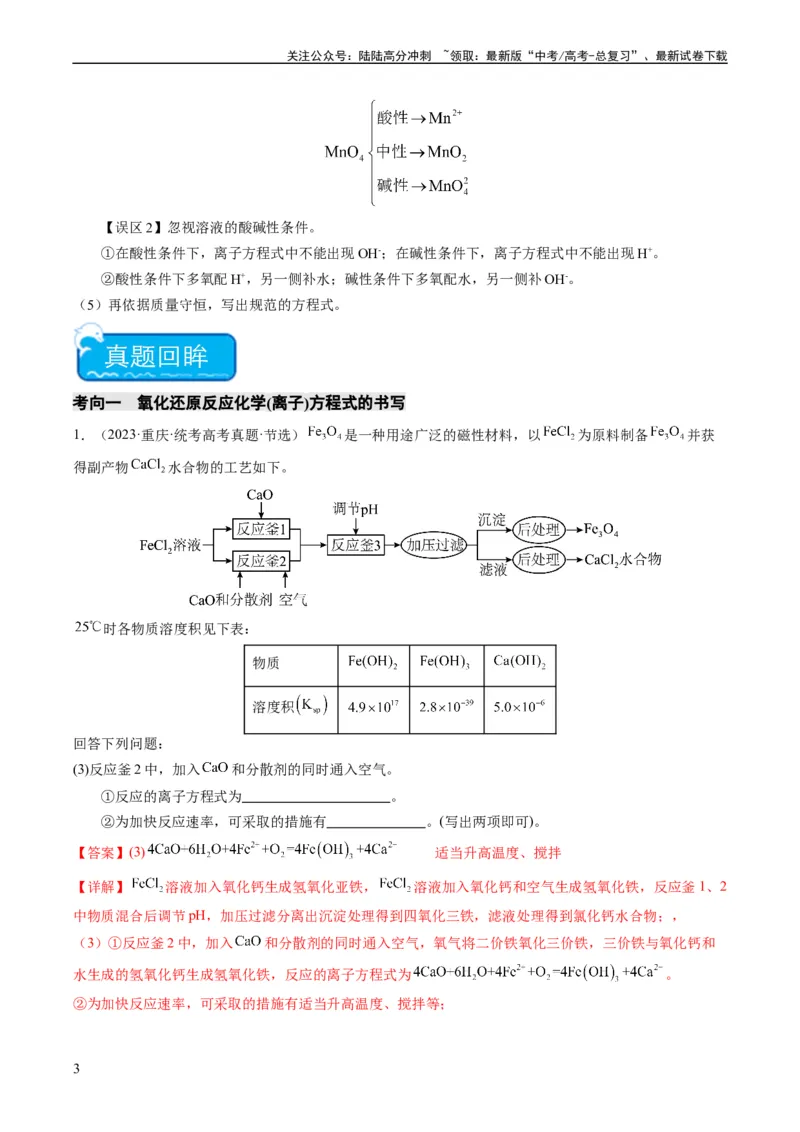 《热点01陌生化学(离子)方程式的书写-（教师版）_05-化学-高考总复习_专项复习_2024年_2024年高考化学热点·重点·难点专练（新高考专用）》第3页预览