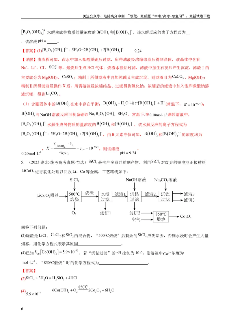 《热点01陌生化学(离子)方程式的书写-（教师版）_05-化学-高考总复习_专项复习_2024年_2024年高考化学热点·重点·难点专练（新高考专用）》第6页预览