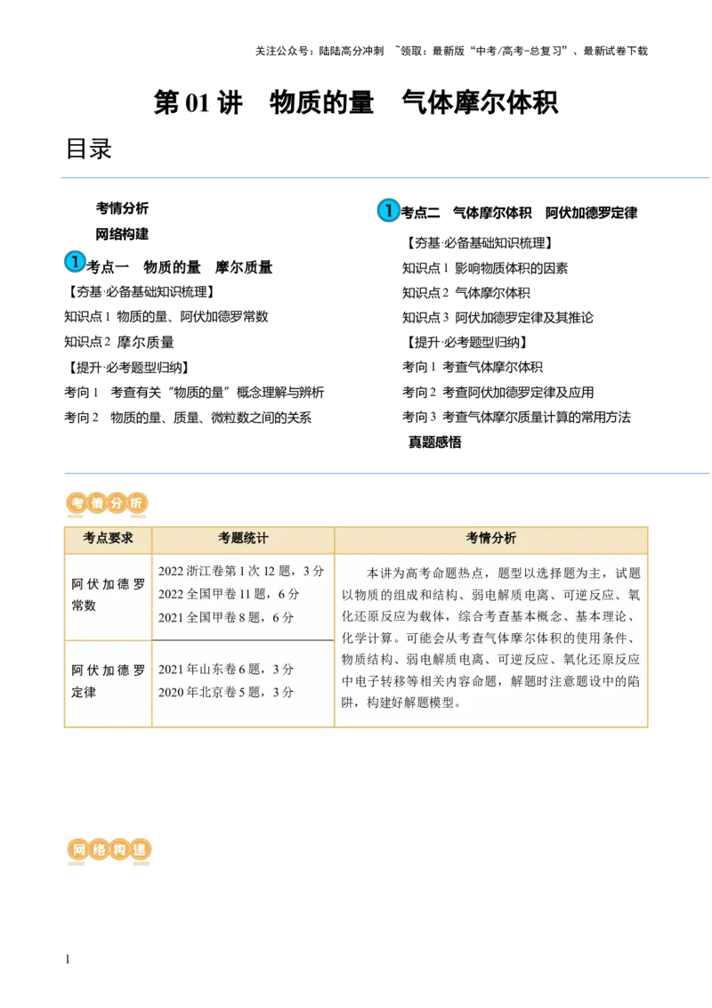 《第01讲物质的量气体摩尔体积（讲义）（解析版）_05-化学-高考总复习_一轮复习_2024年_2024年高考化学一轮复习讲练测(课件+讲义+练习)（新高考）_讲义+练习》第1页预览