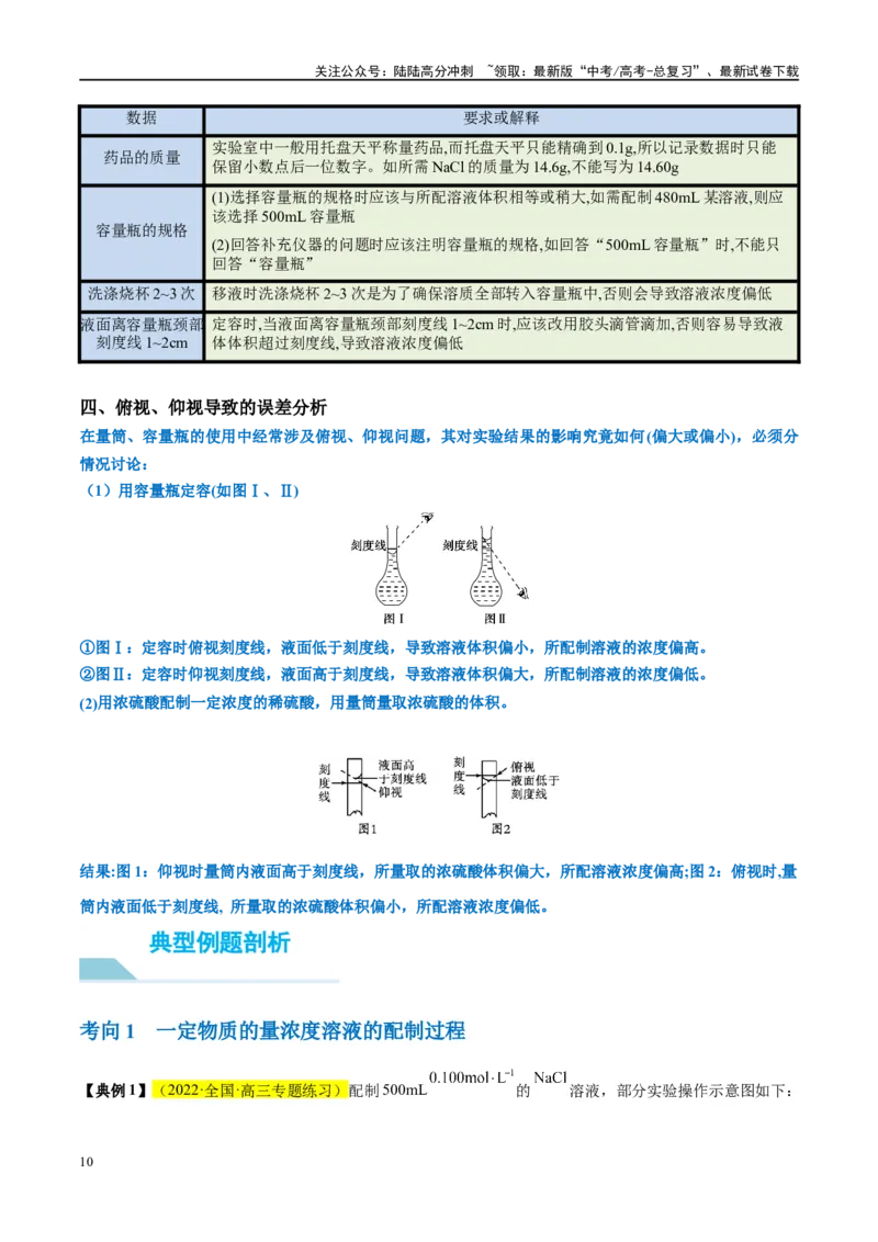 《第02讲物质的量浓度及其溶液的配制（讲义）-（原卷版）_05-化学-高考总复习_一轮复习_2024年_2024年高考化学大一轮复习卓越讲义_资料》第10页预览