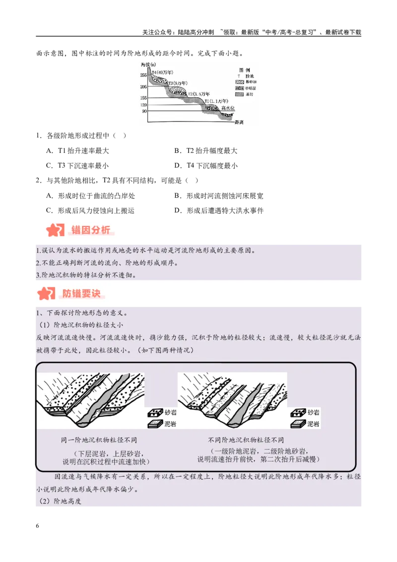 《专题05地质作用与地表形态的变化易错提分（4大易错点）（学生版）_07-地理-高考总复习_专项复习_2025年_2025年高考地理考试易错题（新高考通用）》第6页预览