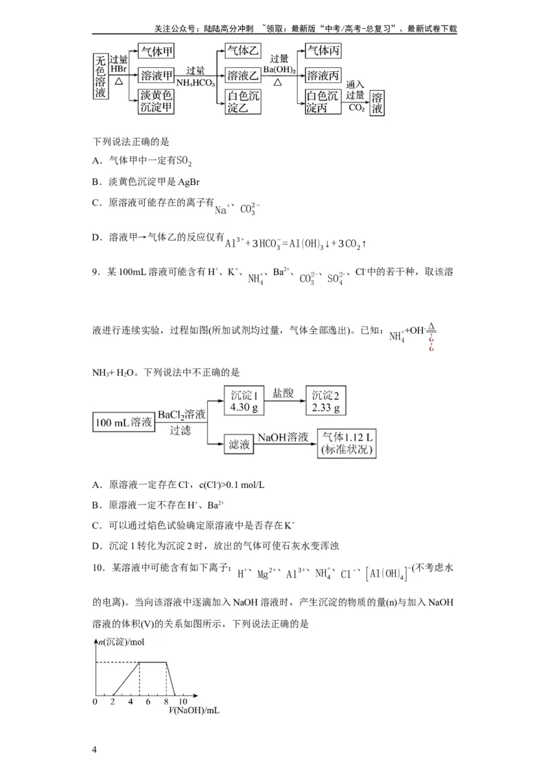 《离子的检验和推断（原卷版）_05-化学-高考总复习_一轮复习_2024年_2024年高三化学一轮复习高考专项训练知识梳理练习_资料》第4页预览