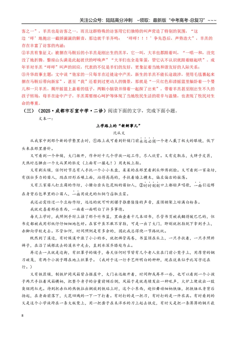 《专题03文学类文本阅读(教师版）_专项复习_2026年-语文专项复习_2025年高考语文二模试题分类汇编（四川专用）》第8页预览