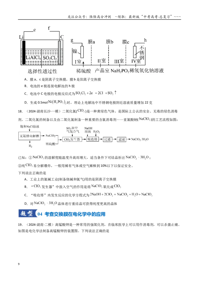 《第03讲电解池、金属的腐蚀与防护（专项训练）（湖南专用）（学生版）_05-化学-高考总复习_一轮复习_2026年-化学高考一轮复习_2026年高考化学一轮课件+讲义+练习（湖南专用）-G331》第9页预览