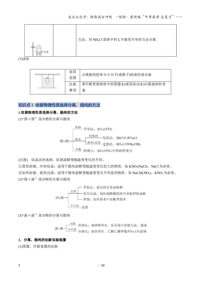 《第02讲物质的分离、提纯与鉴别（复习讲义）（福建专用）（教师版）_05-化学-高考总复习_一轮复习_2026年-化学高考一轮复习_2026年高考化学一轮课件+讲义+练习（福建专用）-G328》第5页预览