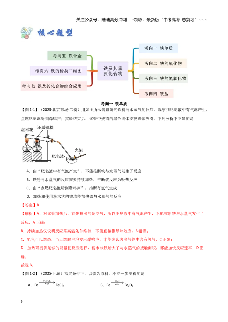 《第06讲铁及其重要化合物-（新高考专用）（教师版）_05-化学-高考总复习_一轮复习_2026年-化学高考一轮复习_2026年新高考化学一轮复习（新高考专用）-G413_资料》第5页预览
