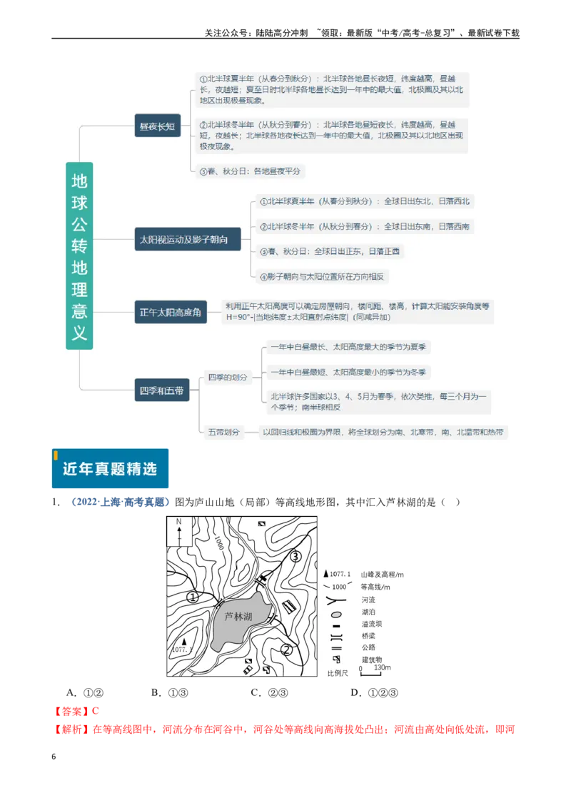 《专题01地球与地图-（新高考通用）（教师版）_07-地理-高考总复习_专项复习_2025年_2025年高考地理真题题源解密（新高考通用）》第6页预览