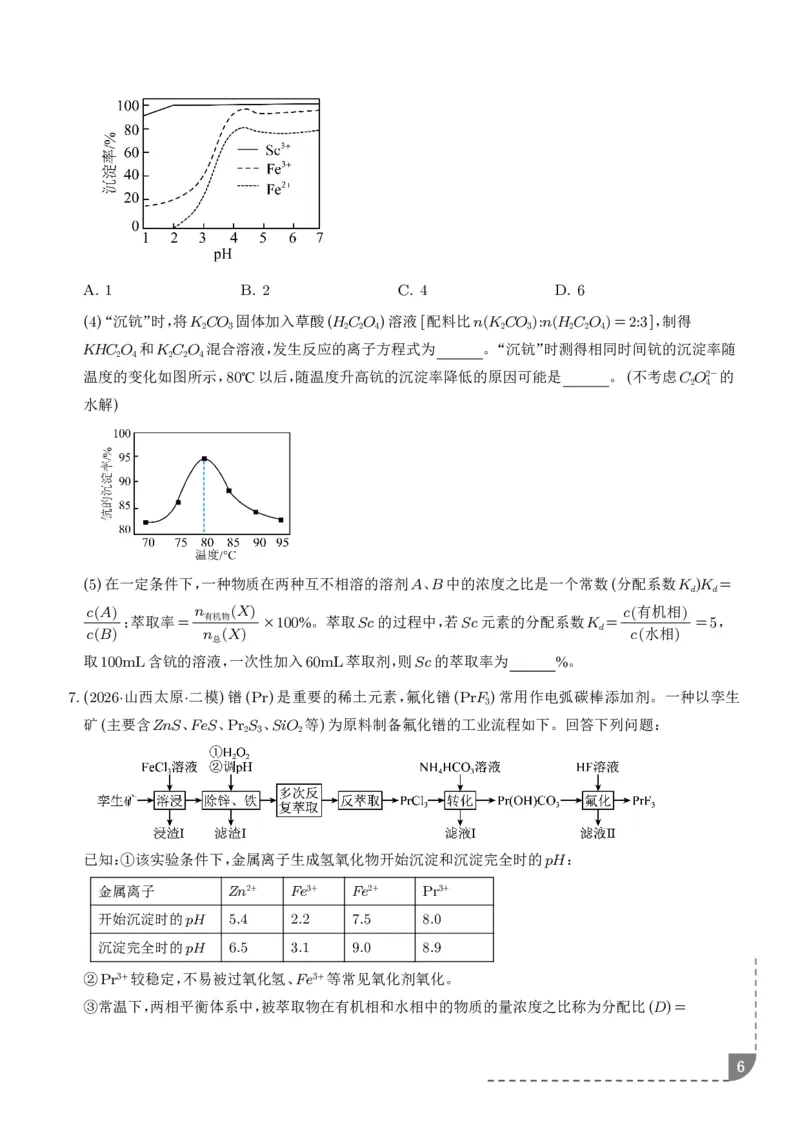 《专题工艺流程综合题（非选择题）（全国通用）（学生版）_小初高学习资料合集（每天更新）_2026年7月高中化学试题汇编_0727化学_工艺流程综合题（非选择题）--2026高考化学二模分类汇编》第6页预览