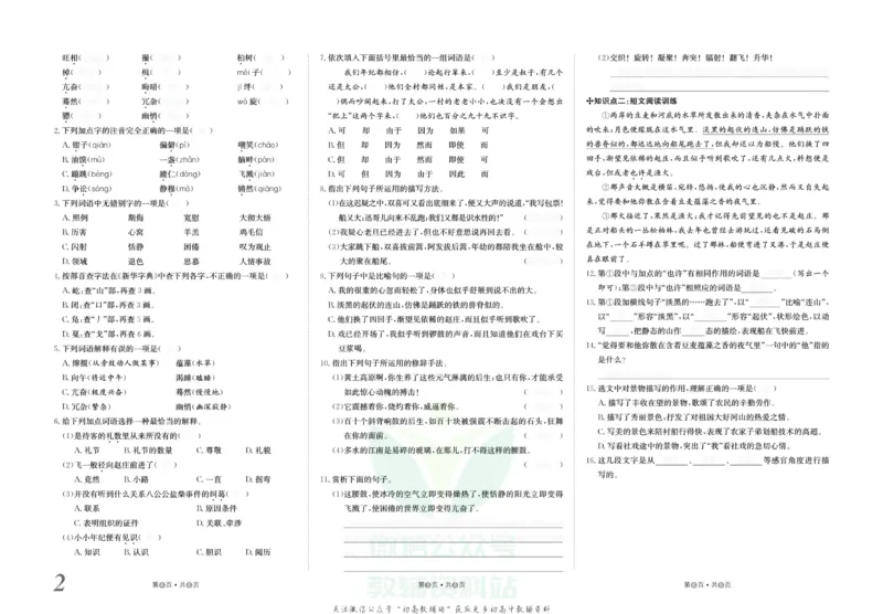 《金状元·提优好卷八年级下册语文人教版安徽专用去答案版_初中全科目同步习题+精品试卷（7-9年级）(1)_25秋初中语文《同步习题+精品试卷》_初中语文试卷7-9年级上册(1)_《提优好卷》》第3页预览