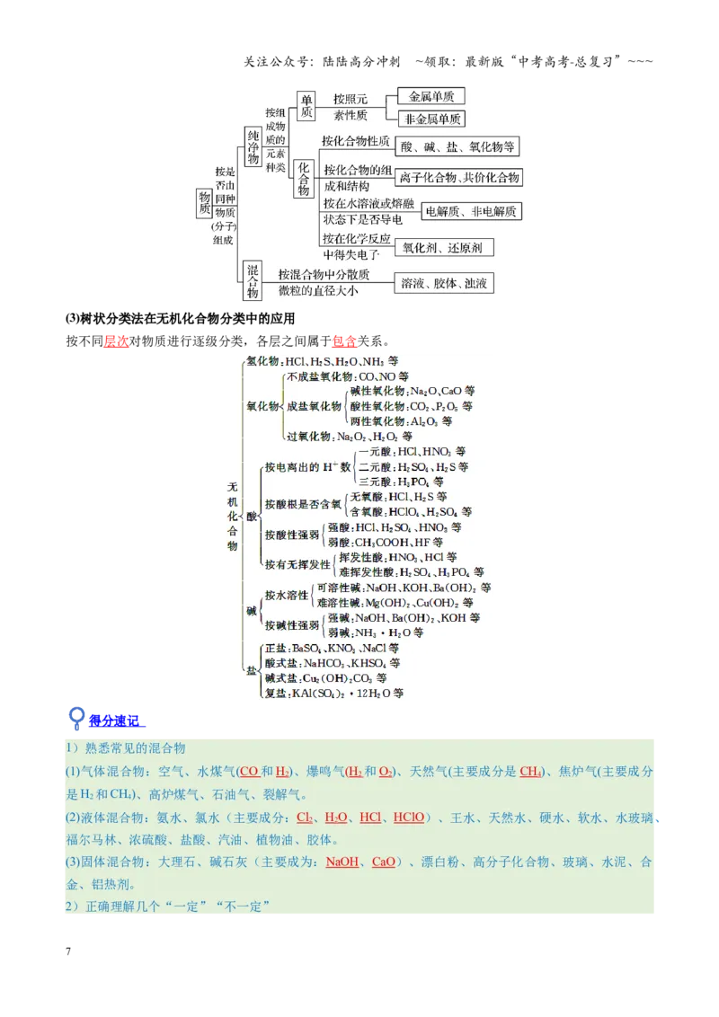 《第01讲物质的分类及转化（教师版）_05-化学-高考总复习_一轮复习_2026年-化学高考一轮复习_2026年高考化学一轮课件+讲义+练习（福建专用）-G328_第一章物质及其变化》第7页预览