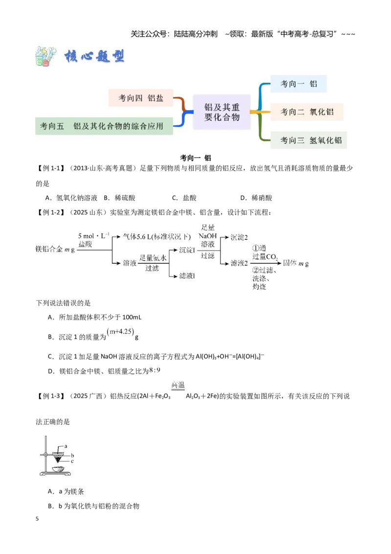 《第07讲铝及其重要化合物-（新高考专用）（学生版）_05-化学-高考总复习_一轮复习_2026年-化学高考一轮复习_2026年新高考化学一轮复习（新高考专用）-G413_资料》第5页预览