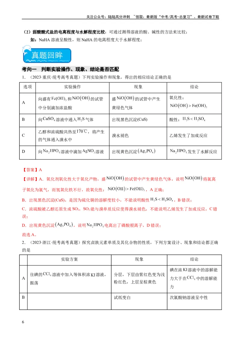 《热点02表格型实验方案的设计与评价-（教师版）_05-化学-高考总复习_专项复习_2024年_2024年高考化学热点·重点·难点专练（新高考专用）》第6页预览