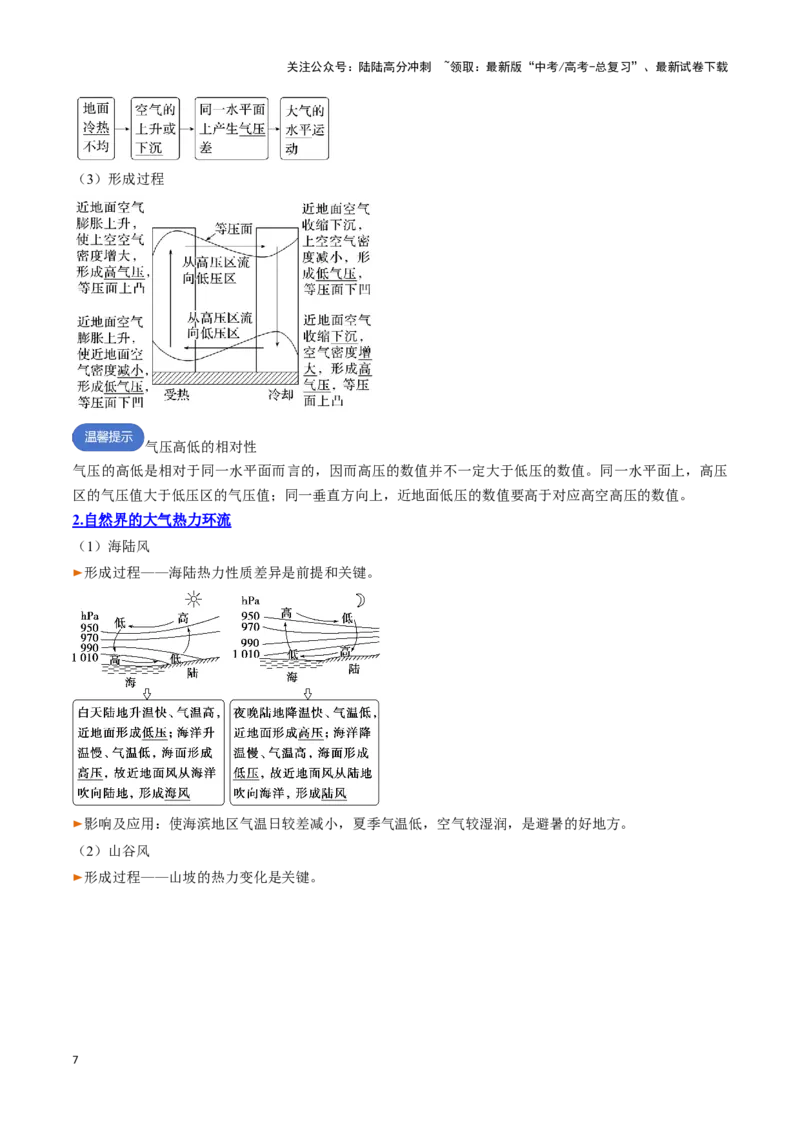 《专题04大气受热过程与大气运动（思维导图+4大知识点+6个能力拓展）_07-地理-高考总复习_一轮复习_2025年_2025年高考地理一轮复习知识清单（全国通用）》第7页预览