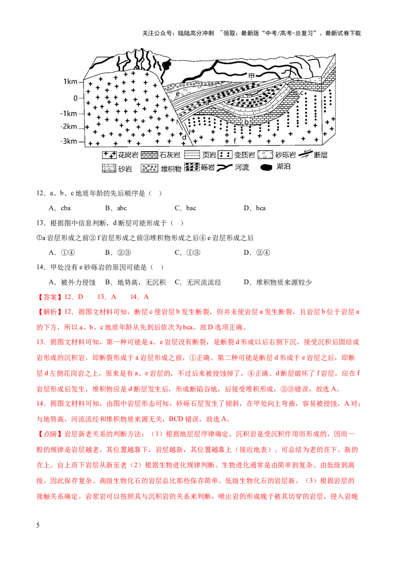 《专题05地表形态的塑造（测试卷）（解析版）_07-地理-高考总复习_一轮复习_2024年_2024年高考地理一轮复习讲练测（课件+讲义+练习）（新高考）_专题测试》第5页预览