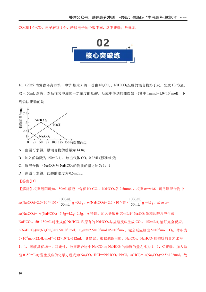 《第03讲物质的量在化学方程式计算中的应用（专项训练）（黑吉辽蒙专用）（教师版）_05-化学-高考总复习_一轮复习_2026年-化学高考一轮复习》第10页预览