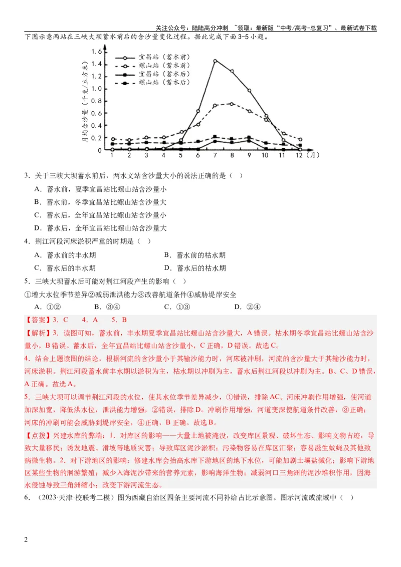 《2024届高考一轮复习专题四地球上的水第十一讲水循环、水量平衡与陆地水体相互关系（解析版）_07-地理-高考总复习_一轮复习_2024年_2024年高考地理一轮复习考点帮（全国通用）_专题训练》第2页预览