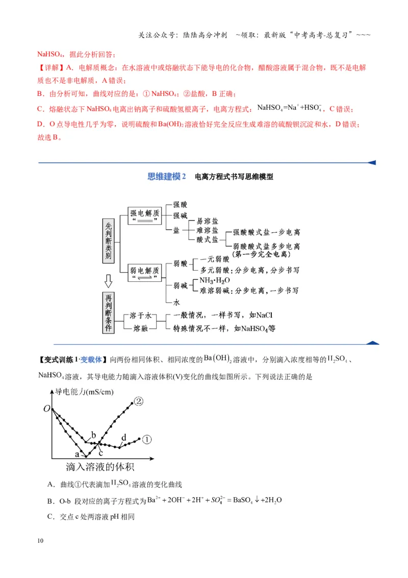 《第02讲离子反应、离子方程式（复习讲义）（湖南专用）（教师版）_05-化学-高考总复习_一轮复习_2026年-化学高考一轮复习_2026年高考化学一轮课件+讲义+练习（湖南专用）-G331》第10页预览
