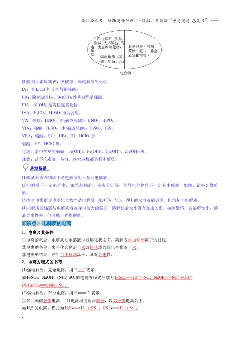《第02讲离子反应、离子方程式（复习讲义）（湖南专用）（教师版）_05-化学-高考总复习_一轮复习_2026年-化学高考一轮复习_2026年高考化学一轮课件+讲义+练习（湖南专用）-G331》第5页预览