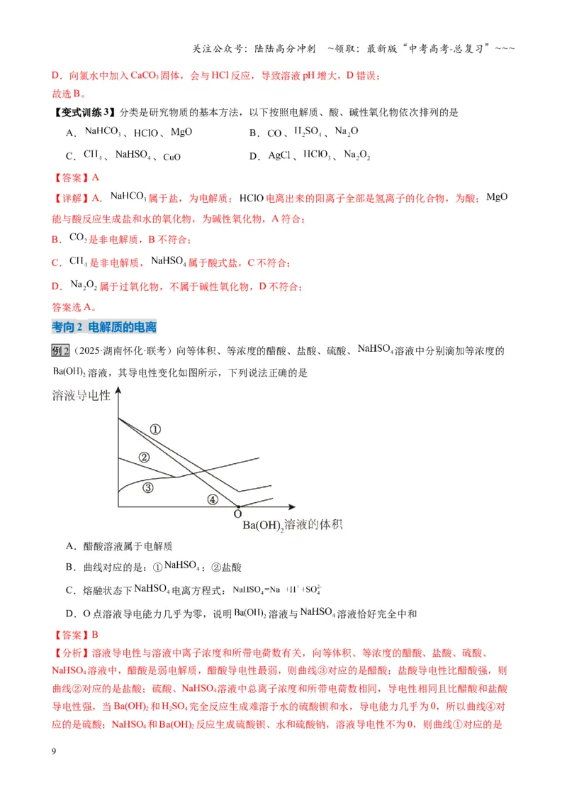 《第02讲离子反应、离子方程式（复习讲义）（湖南专用）（教师版）_05-化学-高考总复习_一轮复习_2026年-化学高考一轮复习_2026年高考化学一轮课件+讲义+练习（湖南专用）-G331》第9页预览