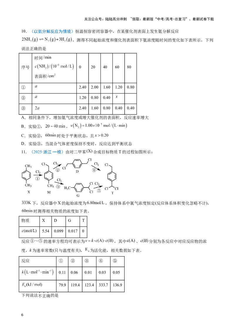 《猜押08化学反应速率与平衡图表分析（原卷版）_05-化学-高考总复习_三轮冲刺_2025年高考化学冲刺抢押秘籍（新高考通用）》第6页预览