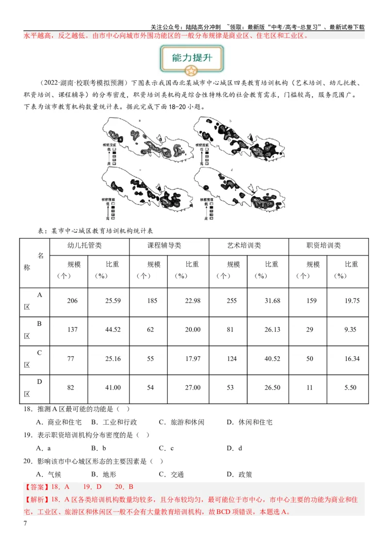 《2024届新高考一轮复习专题九乡村与城市第二十四讲城乡空间结构与城乡景观（解析版）_07-地理-高考总复习_一轮复习_2024年_2024年高考地理一轮复习考点帮（全国通用）_专题训练》第7页预览
