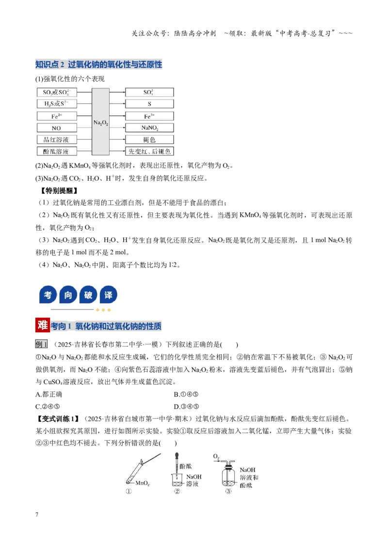 《第01讲钠及其重要化合物（复习讲义）（黑吉辽蒙专用）（学生版）_05-化学-高考总复习_一轮复习_2026年-化学高考一轮复习_2026年高考化学一轮课件+讲义+练习（黑吉辽蒙专用）-G330》第7页预览