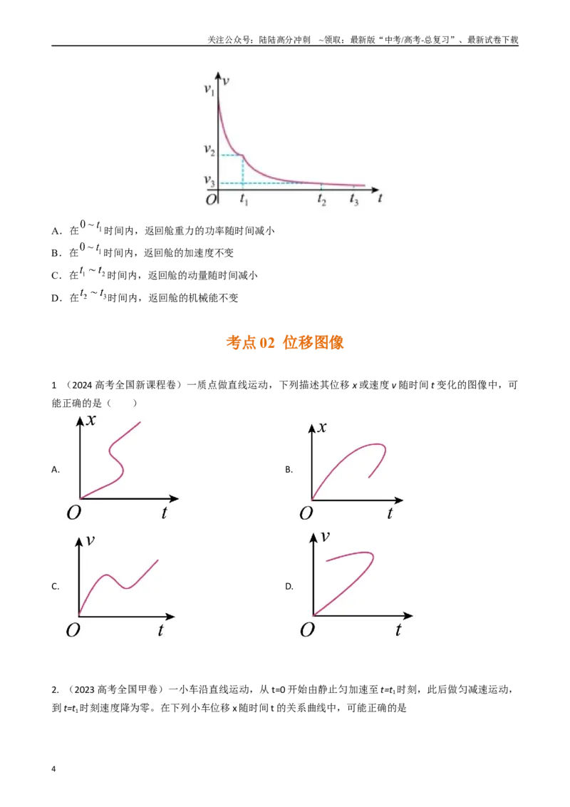 《专题03运动图像（全国通用）（原卷版）_04-物理-高考总复习_专项复习_2025年_五年（2020-2024）高考物理真题分类汇编（全国通用）》第4页预览