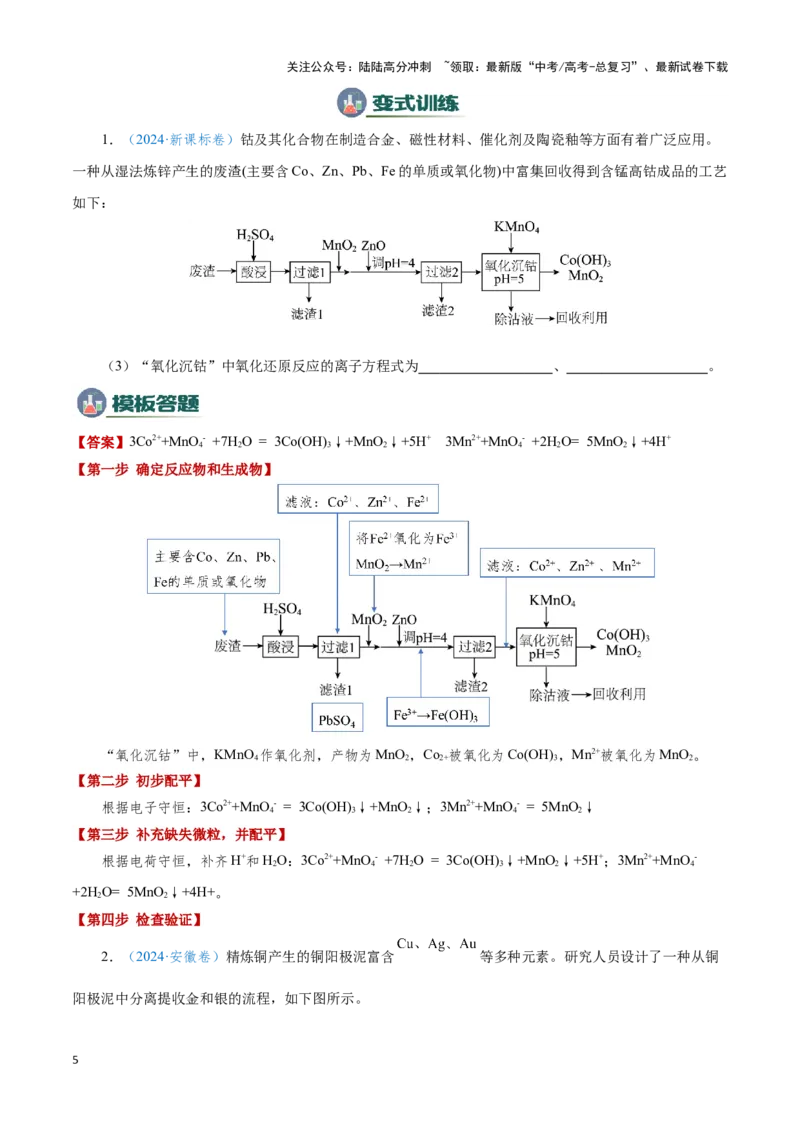《模板02工艺流程中陌生方程式的书写(解析版)_05-化学-高考总复习_专项复习_2025年_2025年高考化学答题技巧与答题模板（全国通用）》第5页预览