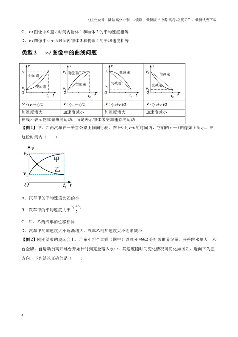 《专题02运动学图像、多过程运动模型及追击相遇（学生版）_04-物理-高考总复习_一轮复习_2025年_2025年高考物理一轮复习热点题型归类》第4页预览