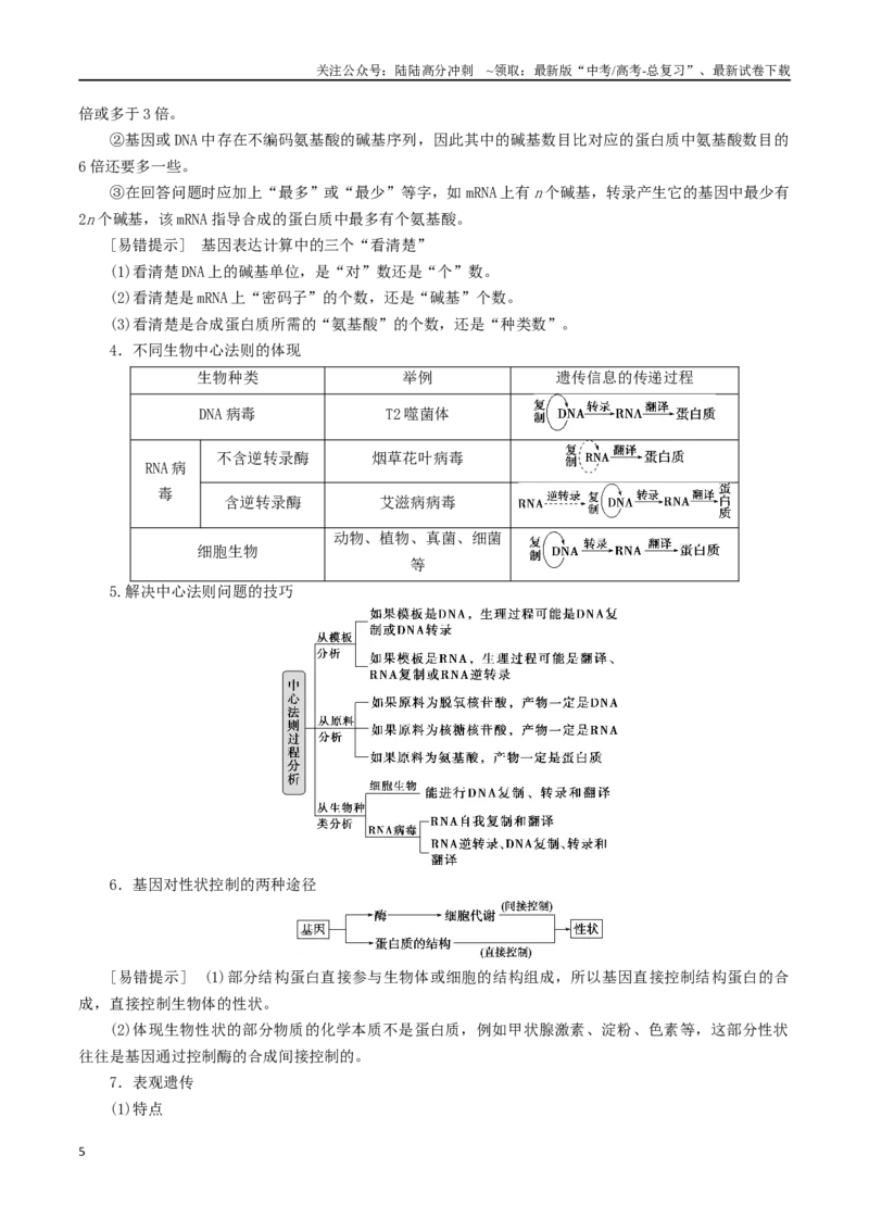 《专题05DNA与基因的表达（原卷版）_06-生物-高考总复习_二轮复习_2024年_2024年高考生物二轮复习考点归纳与解题策略新高考_资料》第5页预览