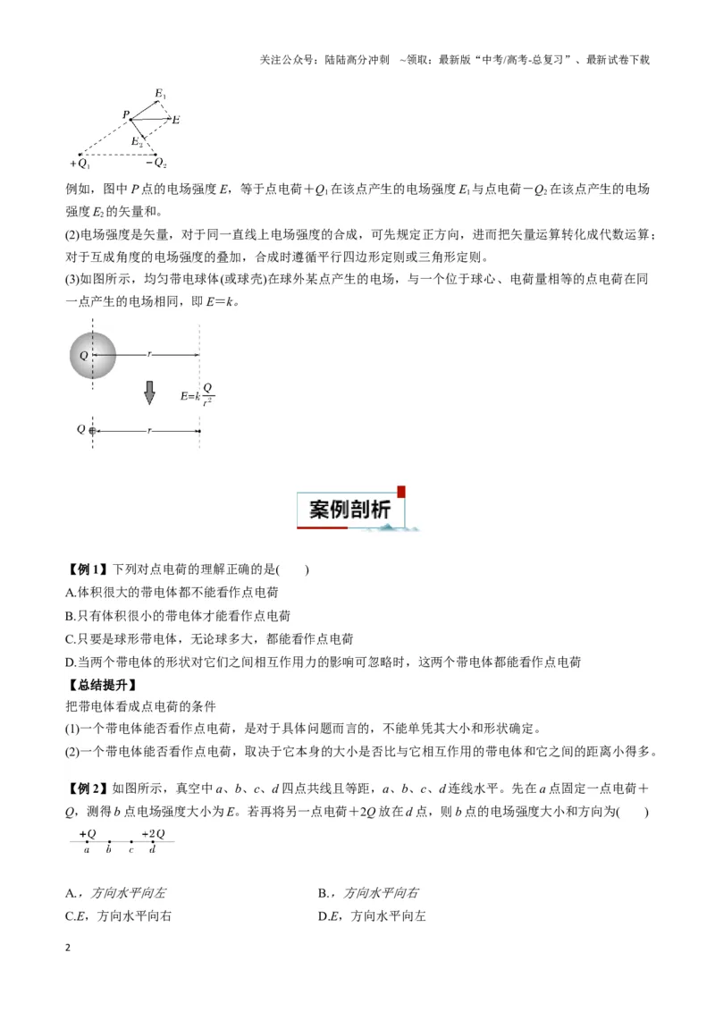 《专题02点电荷及电场叠加模型（学生版）_04-物理-高考总复习_专项复习_2025年_2025年高中高考物理模型与方法_资料_3高中（全册）_必修第三册》第2页预览