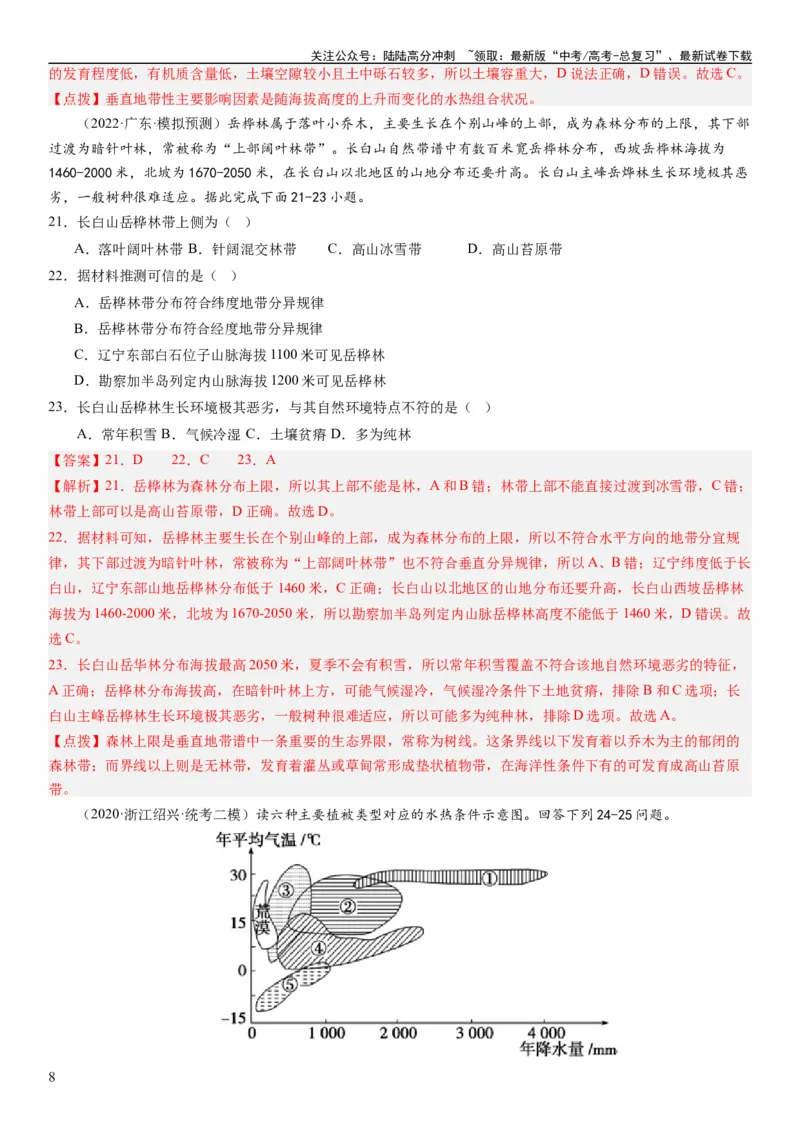 《2024届高考一轮复习专题六地理环境的整体性和差异性第十九讲地理环境的差异性（解析版）_07-地理-高考总复习_一轮复习_2024年_2024年高考地理一轮复习考点帮（全国通用）_专题训练》第8页预览