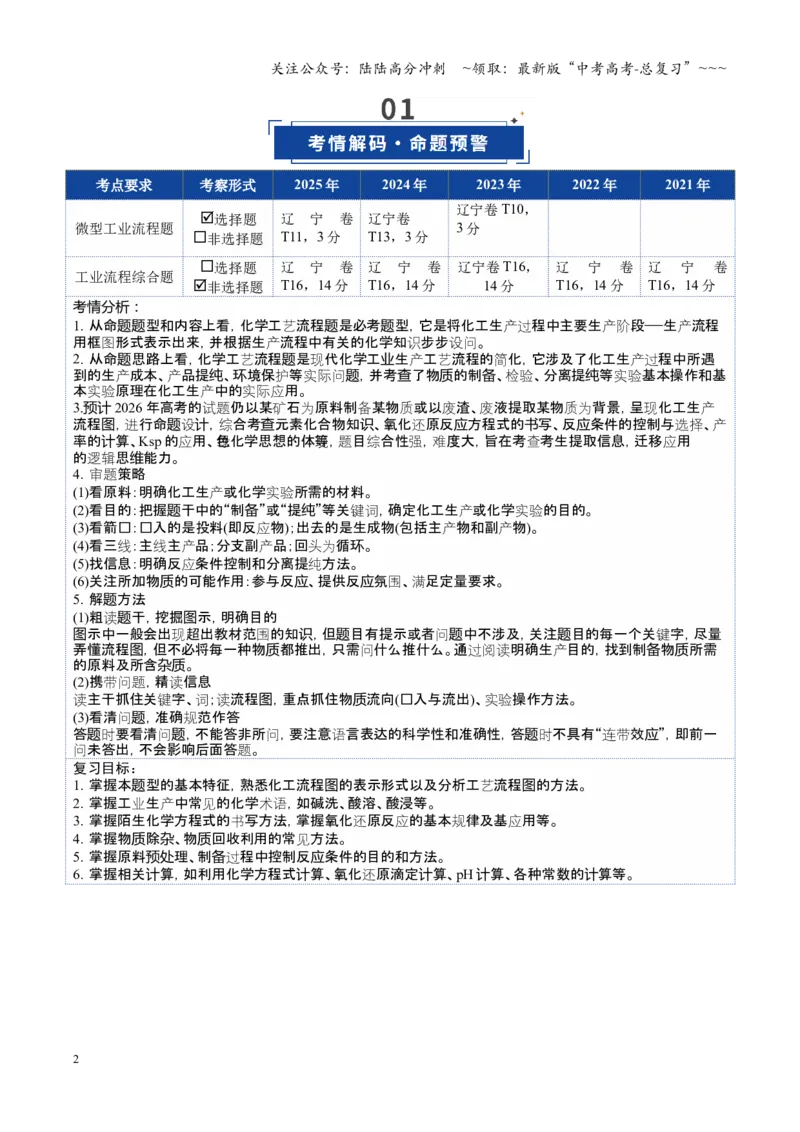 《第05讲工业流程题解题策略（复习讲义）（黑吉辽蒙专用）（教师版）_05-化学-高考总复习_一轮复习_2026年-化学高考一轮复习_2026年高考化学一轮课件+讲义+练习（黑吉辽蒙专用）-G330》第2页预览