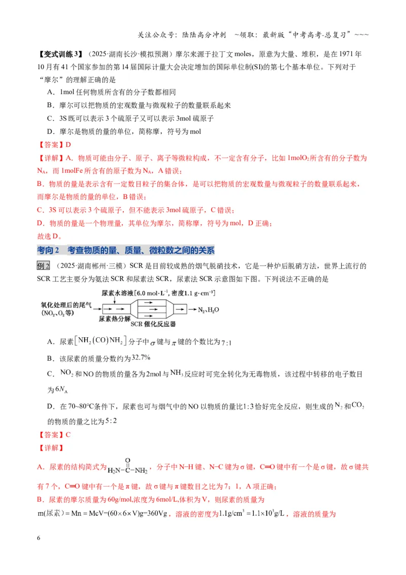 《第01讲物质的量、气体摩尔体积（复习讲义）（湖南专用）（教师版）_05-化学-高考总复习_一轮复习_2026年-化学高考一轮复习_2026年高考化学一轮课件+讲义+练习（湖南专用）-G331》第6页预览