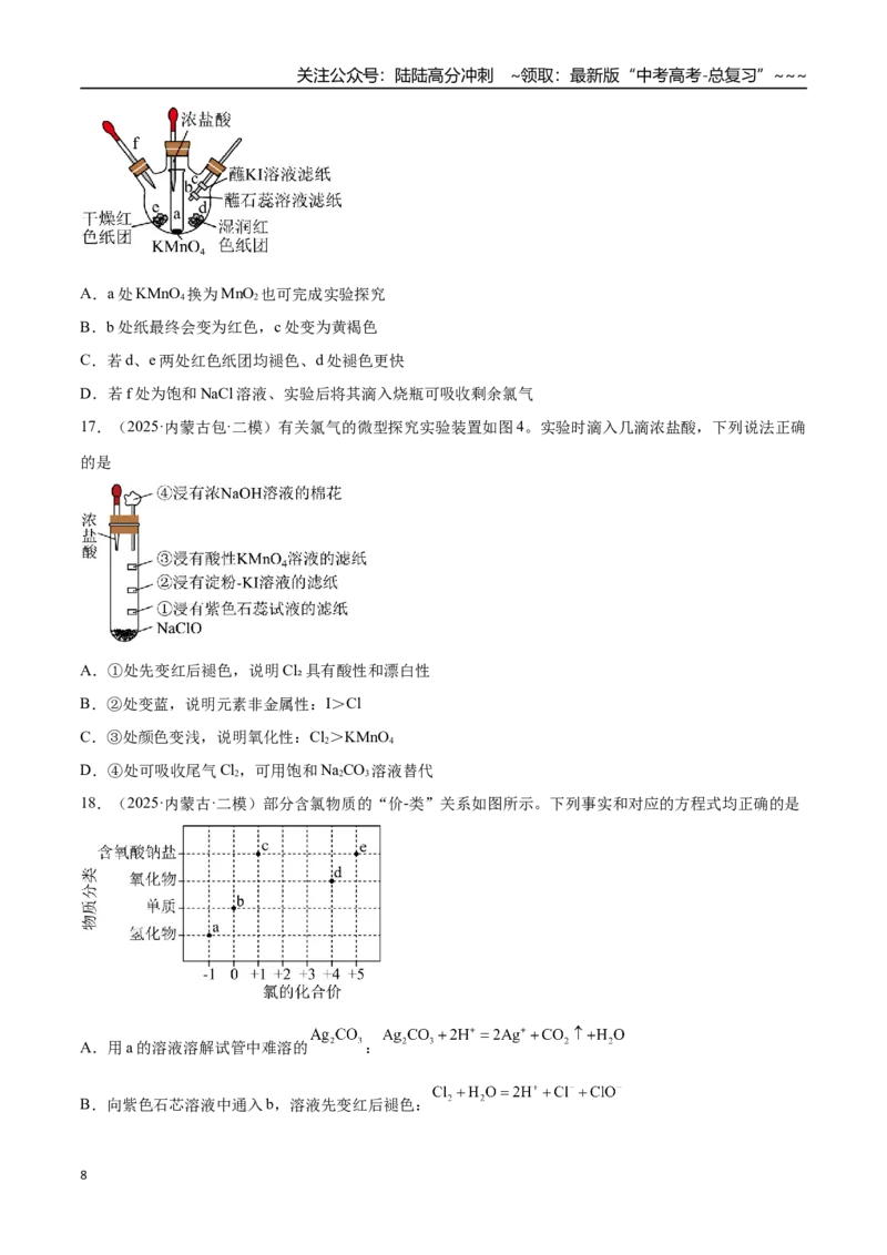 《第01讲氯及其重要化合物（专项训练）（黑吉辽蒙专用）（学生版）_05-化学-高考总复习_一轮复习_2026年-化学高考一轮复习_2026年高考化学一轮课件+讲义+练习（黑吉辽蒙专用）-G330》第8页预览