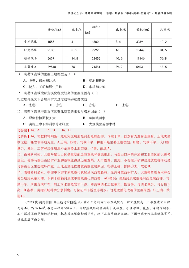 《2.1生态脆弱区的综合治理（练习）-备战2024年高考地理一轮复习考点帮（新高考专用）（解析版）_07-地理-高考总复习_一轮复习_2024年_2024年高考地理一轮复习考点帮（新高考专用）》第5页预览