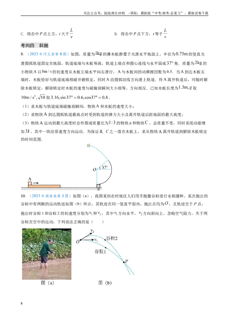 《专题06抛体运动及运动的合成与分解（学生版）_04-物理-高考总复习_专项复习_2025年_2025年高考物理真题题源解密（新高考通用）》第8页预览